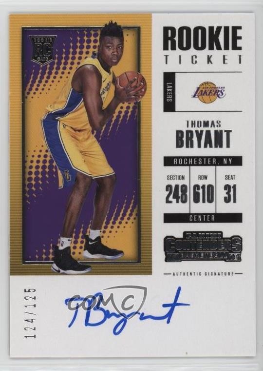 2017-18 Panini Contenders Ticket 124/125 Thomas Bryant #140 Rookie Auto RC