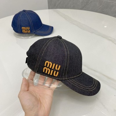 Miu Miu Denim Baseball Cap with Embroidered Logo - Stylish Designer Hat