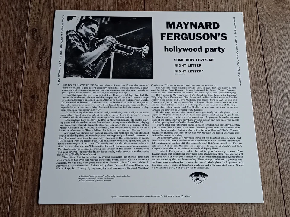 MAYNARD FERGUSON - HOLLYWOOD PARTY LP 1987 RE INSERT JAPAN NEAR MINT - Image 2 of 4