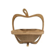 Bonnie and Pop New York Wooden Apple Fruit Basket Bamboo Tray Trivet