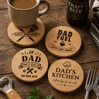 Father’s Day Beech Wood Coaster Set Gift For Dad BBQ Beer Coffee