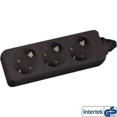 InLine Steckdosenleiste,schwarz,3-fach,3x Schutzkontakt,+Kindersicherung