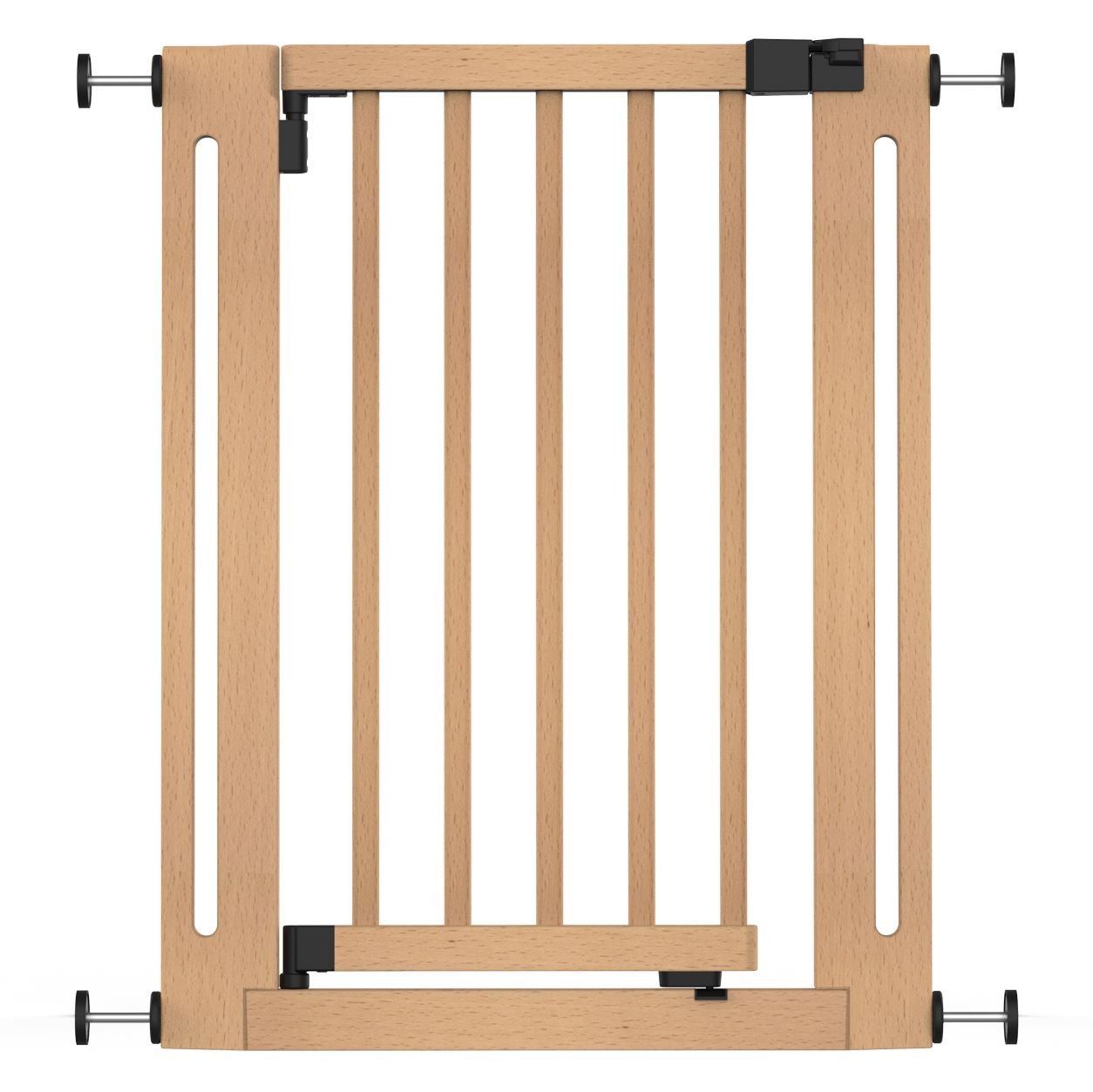 Safetots Wooden Elegance Baby Gate, Natural, 63cm - 71cm, Pressure Fit | No drilling required, one-piece gate with no extensions, extra-wide doorway and easy one-handed operation. - Image 2