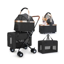 Double Pet Stroller for Small Medium Dogs - 4 In1 Dog Stroller for ... Fast Ship