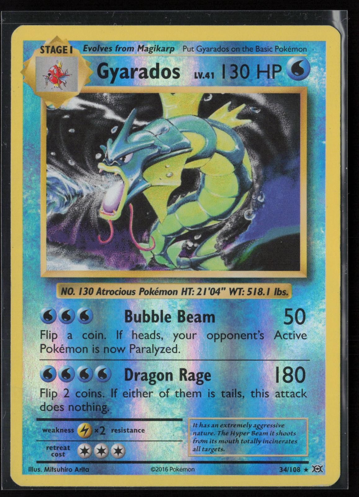 Gyarados 34/108 Holo Rare Evolutions Pokemon Reverse Holo Moderately Played