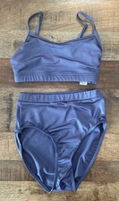 Weissman Dance Costume Jazz Lyrical Mesh Gray Purple Brief Bra Top Dress Solo XS