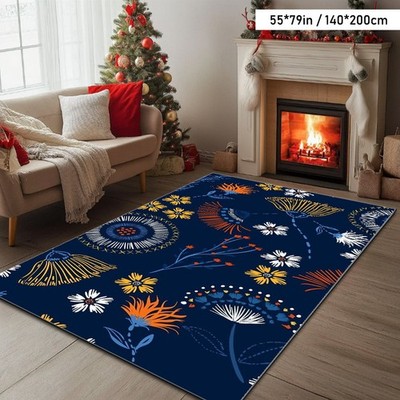Soft Flannel + Dotted Plastic Bottom 1pc Classic Traditional Pattern Mat, Area