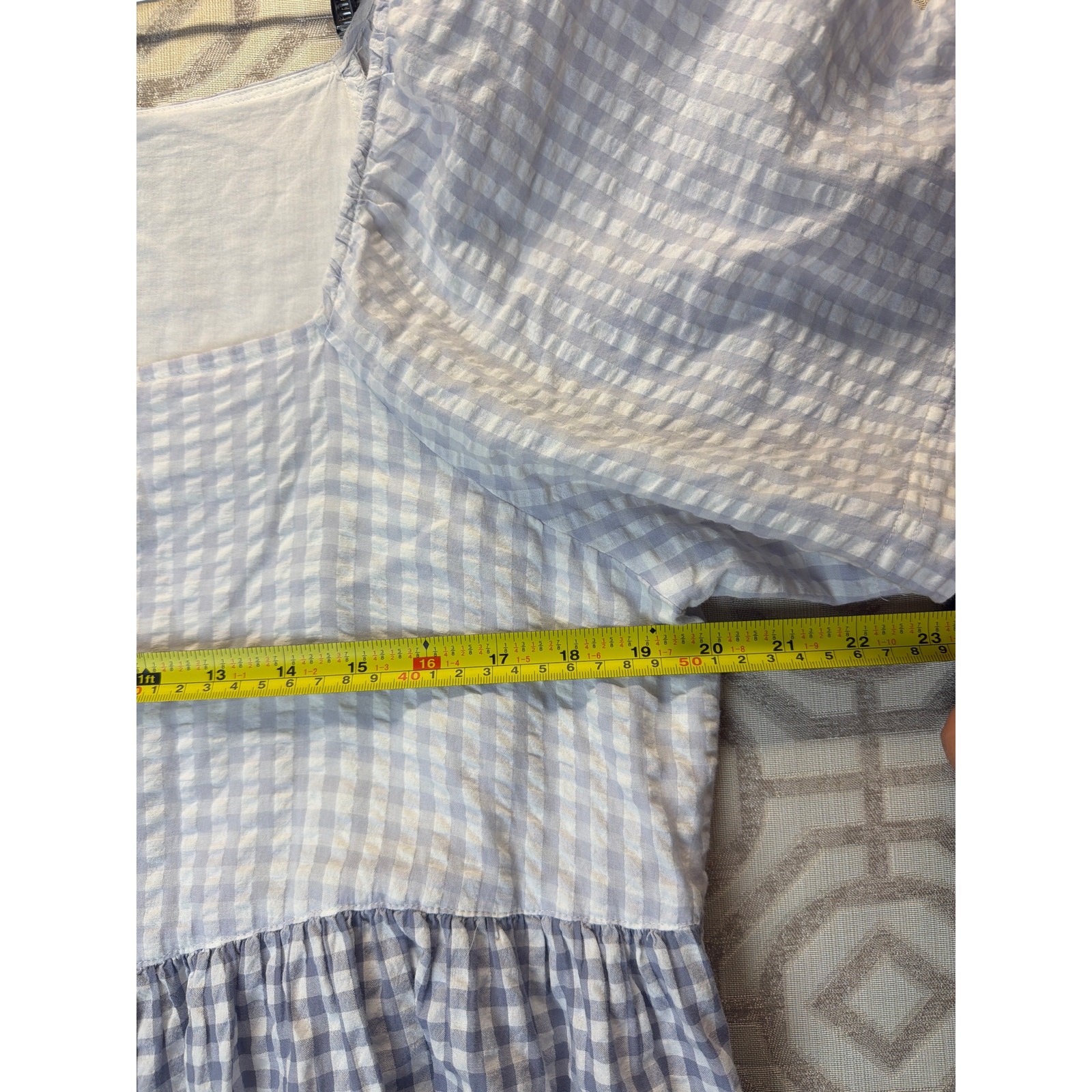 Madewell Patchwork Gingham Button Front Tiered Mi… - image 6