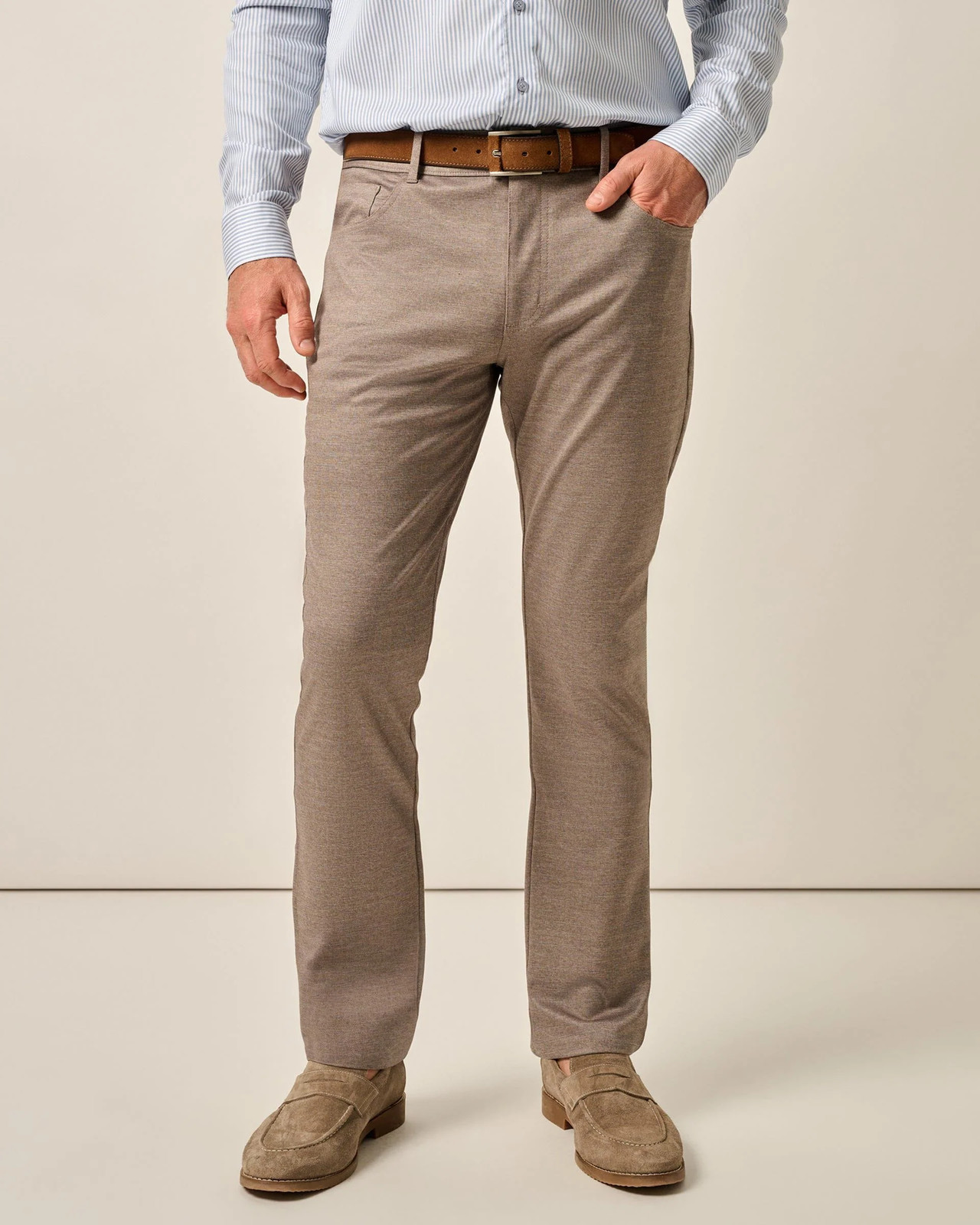 johnnie-O Stretch Knit 5-Pocket Pant - Santa Barbara Taupe Size 34W x 30L