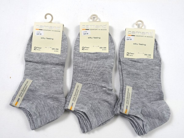 Neu - 6 Paar Camano Damen Sneaker Socken- Gr. 35-38 - Grau - Silky Feeling Weich-image