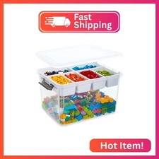 Citylife 32QT Clear Craft Organizers and Storage Box with Removable Tray
