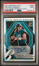 2021 Donruss Optic Trevor Lawrence Elite Series Rookie Auto 53/99 PSA 9 Jaguars