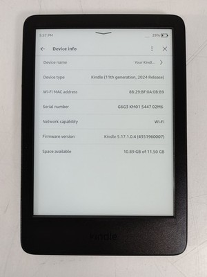 Amazon Kindle (11th Generation, 2024 Release) 16 GB Kindle OS (WiFi Only)
