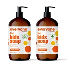 Everyone 3-in-1 Kids Soap, Body Wash, Bubble Bath, Shampoo, 32 OZ Orange -2 pack