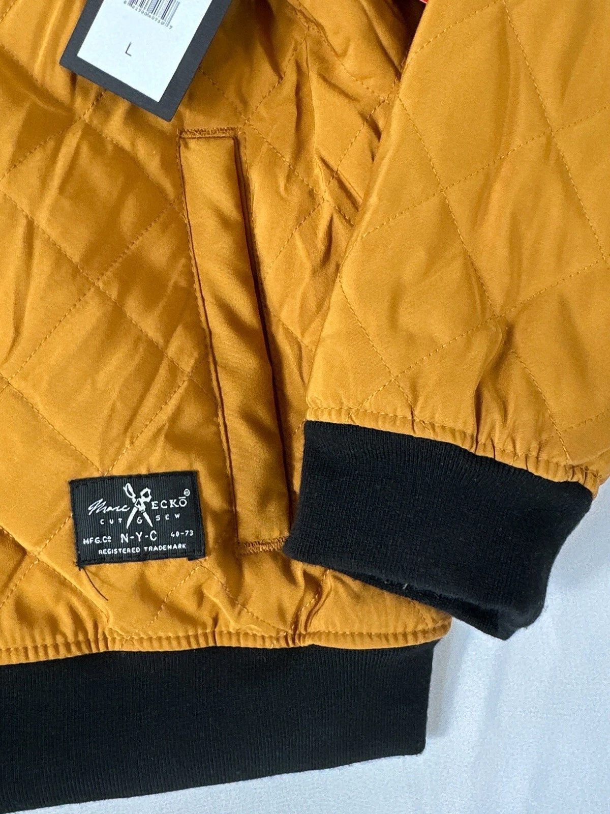 Marc Ecko Mens Jacket Large Full Zip Up Quilted Zip Tech Streetwear Tan NWT image 15