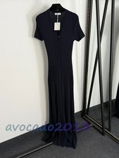 Sandro Women Short Sleeve Elegant Single Breasted Knitted Long Dress