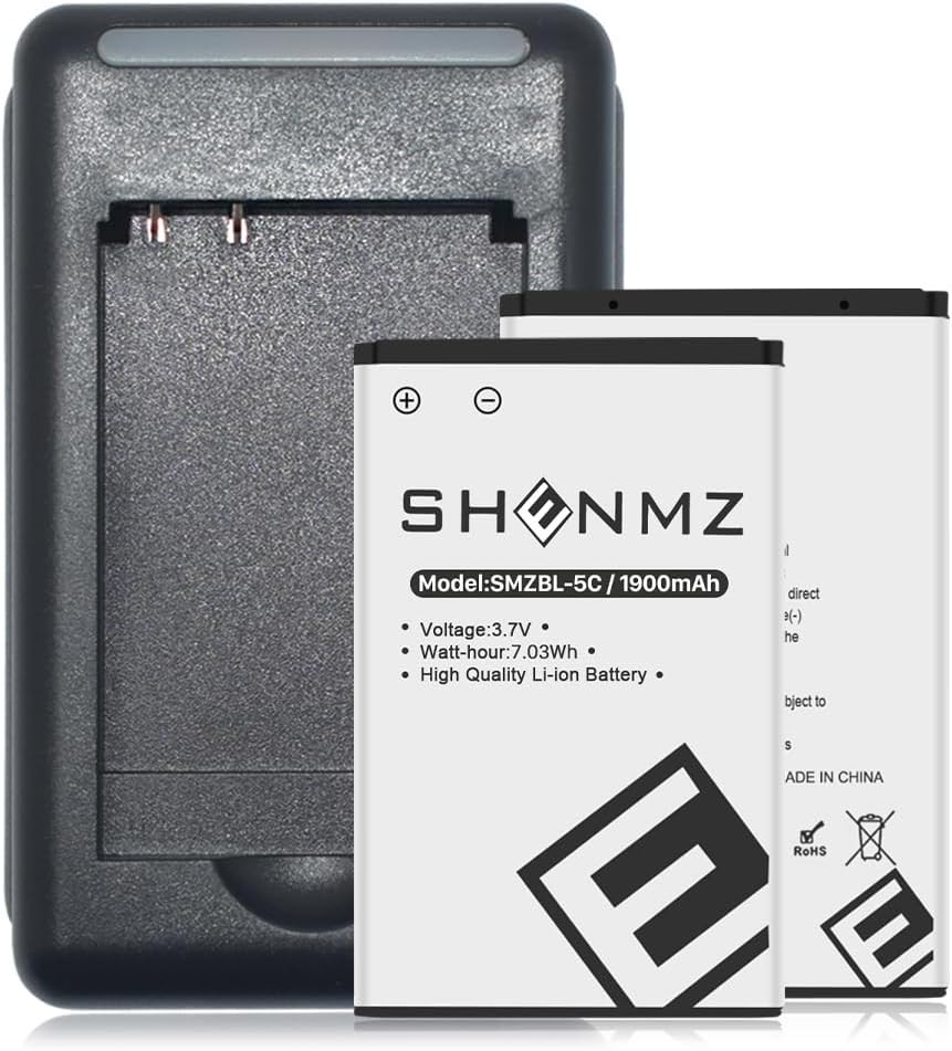 SHENMZ【2-Pack 1900mAh BL-5C Battery Charger】 Compatible with