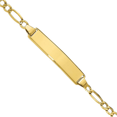 10K Gelbgold 2,45 mm dünne Figarokette Glieder ID Armband halbmassiv,