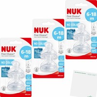 Nuk First Choice Trinksauger Flow Control 6-18 Monate 3Er Pack 6Stk Usy Block