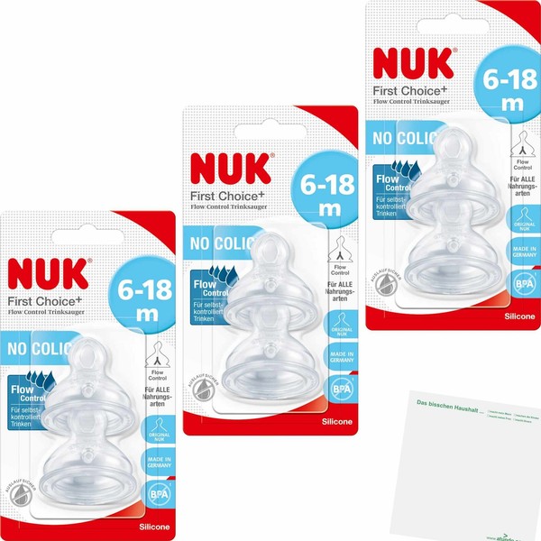 Nuk First Choice Trinksauger Flow Control 6-18 Monate 3Er Pack 6Stk Usy Block-image