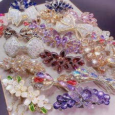 10PCS Luxury Pave CZ Spring Hair Clip Shiny Rhinestone Barrette for Bridal Party
