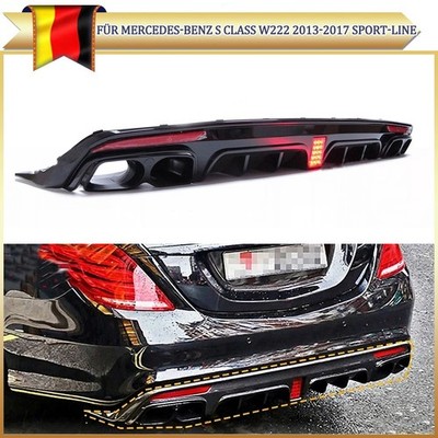 Schwarz Heckdiffusor + Auspuff für Mercedes S Klasse W222 S350 S500 S550 2013-17