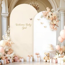 White Beige Arch Backdrop Covers Set of 2, 7.2ft  6ft, Spandex Wedding Covers
