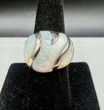 Designer Sterling Silver Mother of Pearl Inlay Dome Ring 12.97g - Size 8