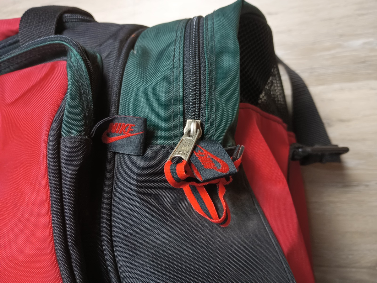 Air Jordan vtg Duffle Bag 80s 90s Nike Gray Tag Red Green Black