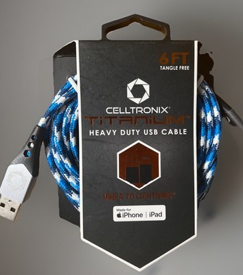 MFi Certified USB-A to Lightning Cable 6ft Fast Charge Braided iPhone Blue