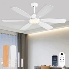 Ceiling Fans with Lights, 52 Inch Ceiling Fan with Light and Remote, 3CCT White