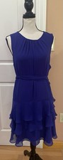 NWT EXPRESS Summer Cobalt Blue Sleeveless Tie Waist Tiered Ruffle Dress Sz Large