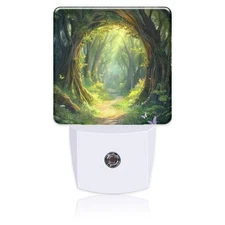 Mystic Forest Night Light,Modern Night Lights Plug into Wall,Dusk to Dawn Sen...