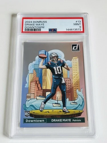 2024 PANINI DONRUSS DOWNTOWN! #13 DRAKE MAYE RC PATRIOTS PSA 9