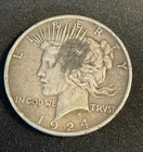 1924 Peace Silver Dollar $1 Philadelphia. A little ugly but Silver!