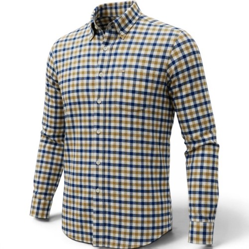 Barbour, Barbour Mens Tailored Fit Gingham Check Button Down Shirt XXL MSH4988BE1 Mustard