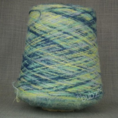 SUPERWEICHES GEBÜRSTETES GARN 400g KONE BLAU GELB MIX MOHAIR GEFÜHL PELZ STRICKEN NEU
