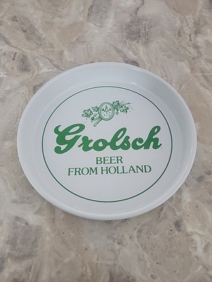 Vtg Grolsch Premium Lager White Round Metal Beer Tray 13  Imported From Holland 