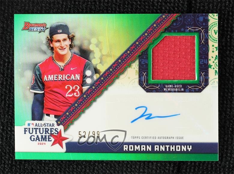 2024 Bowman's Best Green Refractor 52/99 Roman Anthony #FGRA-RA Auto 1v3