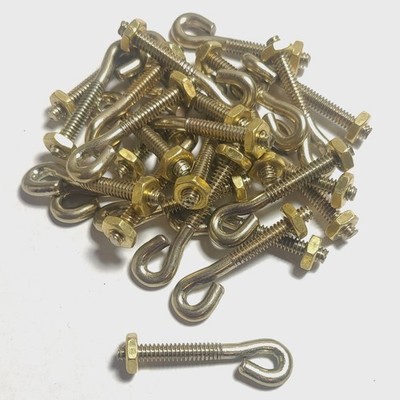 25-pack Eye Bolts & Nuts for Bail Pulls, 1.75  length, Yellow Zinc, 10-24 Thread