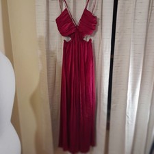 Zara Strappy Cut Out Satin Midi Dress Burgundy Small NWT
