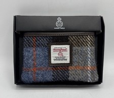 Maccessori Scotland Harris Tweed Wool Tartan Small Coin cardPurse NWT Brown Blue