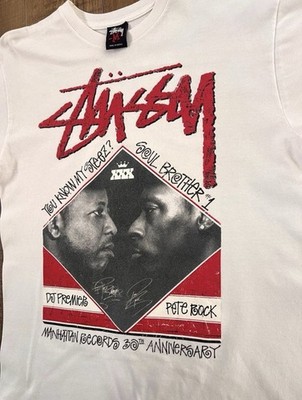 STUSSY DJ PREMIER PETE ROCK Tシャツ Sサイズ Stussy x Manhattan Records 30th DJ Premier Pete Rock Tee White M