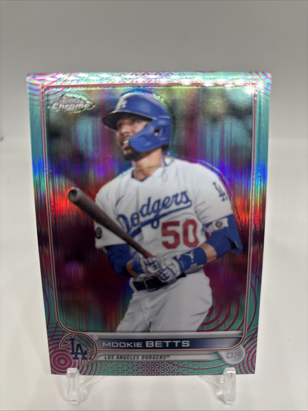 Mookie Betts 2022 Topps Chrome Aqua Lava Refractor 195/199 #100 - L.A Dodgers