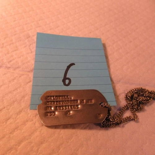VINTAGE WW2 ERA US MILITARY  DOG TAG CHRISTOPHER CALDWELL