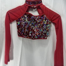 Weissman Dance Costume New Child Sz IC Red Sequins 2 Piece