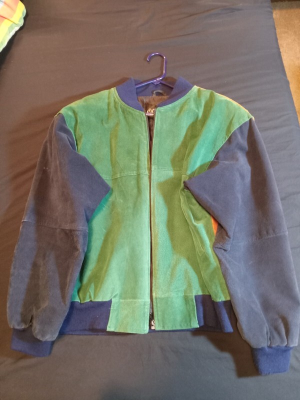 Classic OLEG CASSINI COUTURE Leather Suede Bomber Jacket Coat L  Multicolor