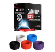 500FT CAT6 ETL CMR Ethernet Cable UTP Solid Bare Copper Wire 23AWG 550MHz LOT
