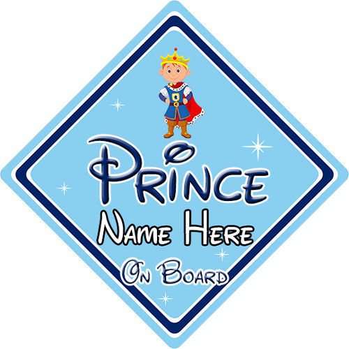 Baby On Board Car Sign - Disney Prince On Board Car Sign - Personalised - Picture 1 of 5