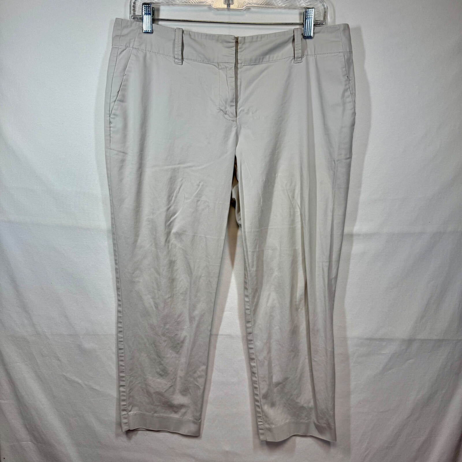 Ann Taylor Stretch Cropped Khaki Chinos Casual Beige Pants Size 10